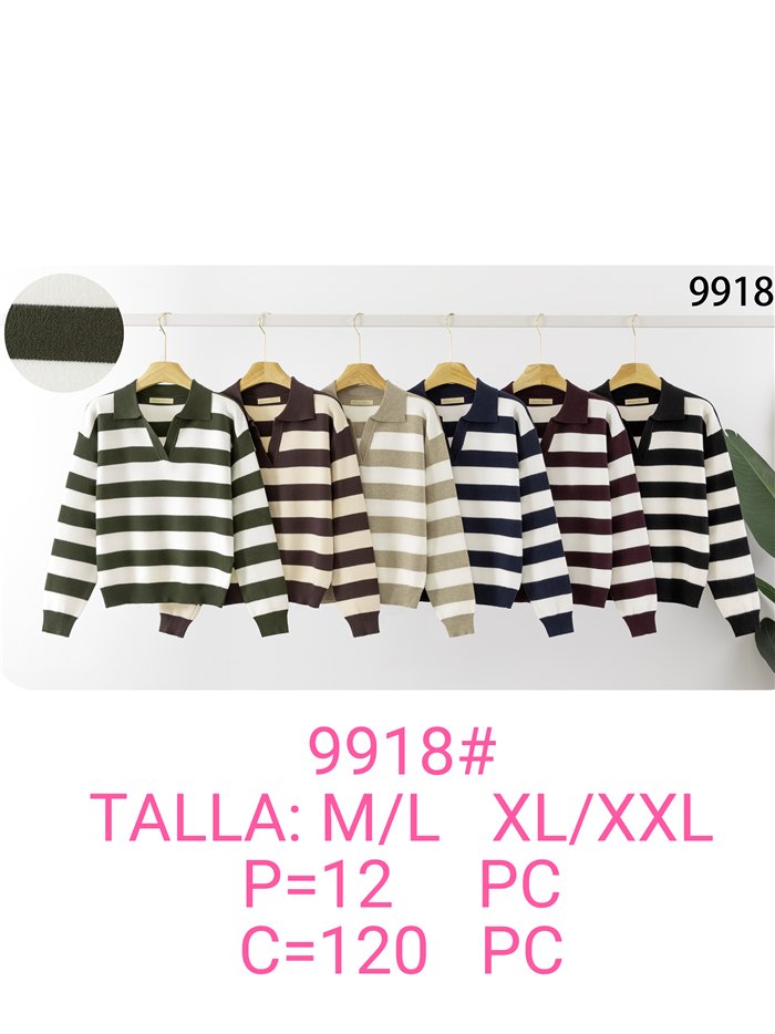 Jersey de punto cuello polo rayas
