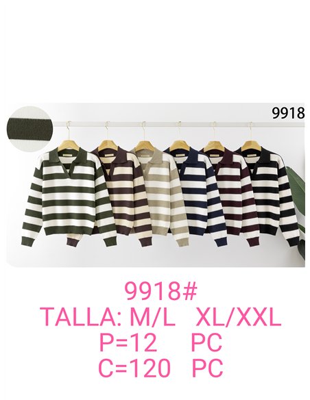 Jersey de punto cuello polo rayas
