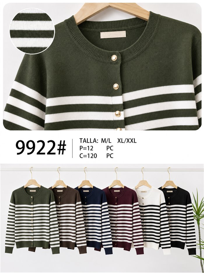 Chaqueta de punto rayas con botones