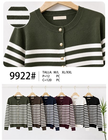 Chaqueta de punto rayas con botones
