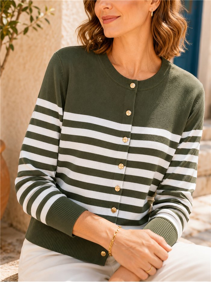 Chaqueta de punto rayas con botones