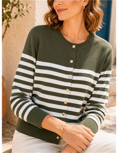 Chaqueta de punto rayas con botones