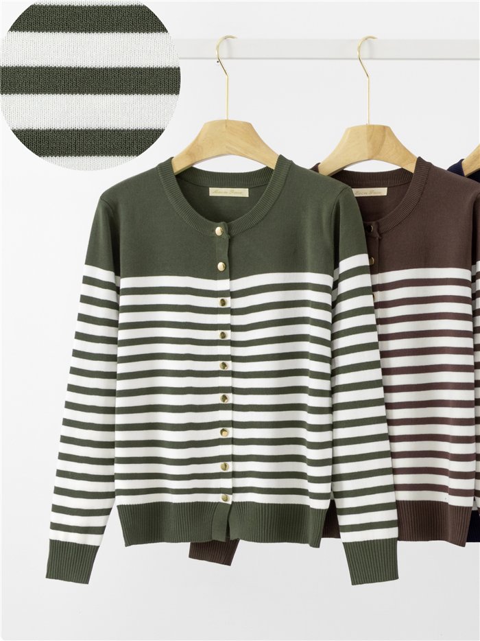 Chaqueta de punto rayas con botones