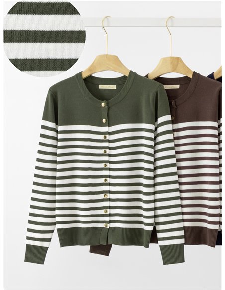 Chaqueta de punto rayas con botones