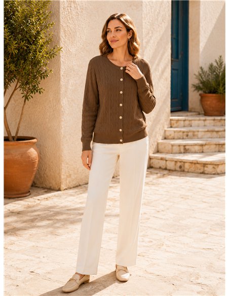 Zopfstrickjacke mit Knöpfen