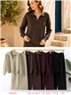 Conjunto jersey liso cuello polo y pantalón wide leg