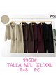 Conjunto jersey liso cuello polo y pantalón wide leg