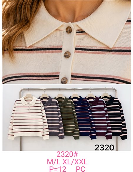 Pull à col roulé à fines rayures