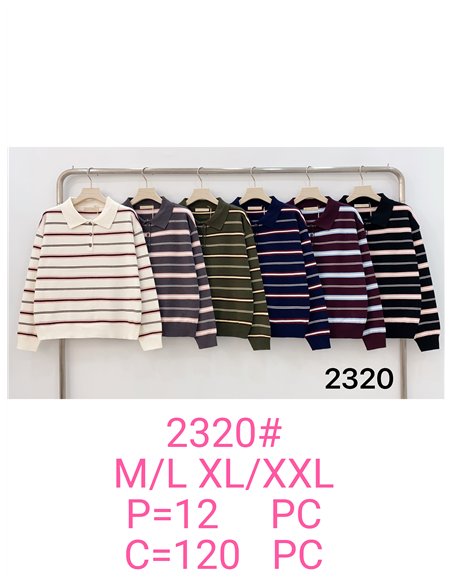 Pull à col roulé à fines rayures