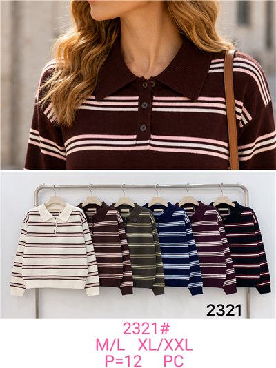 Jersey cuello polo con rayas contraste 2