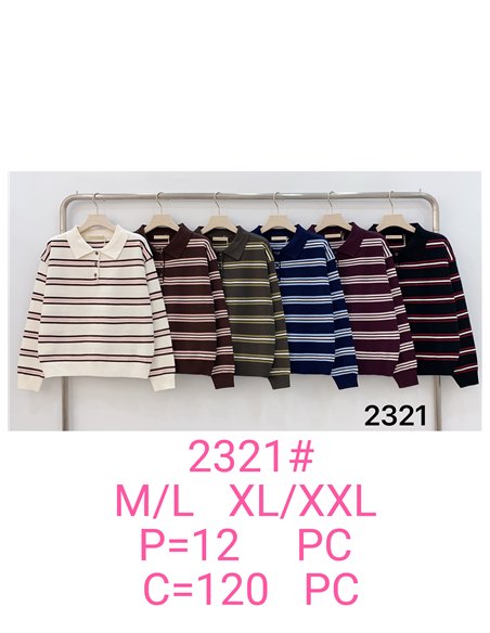 Contrast stripe knit polo sweater
