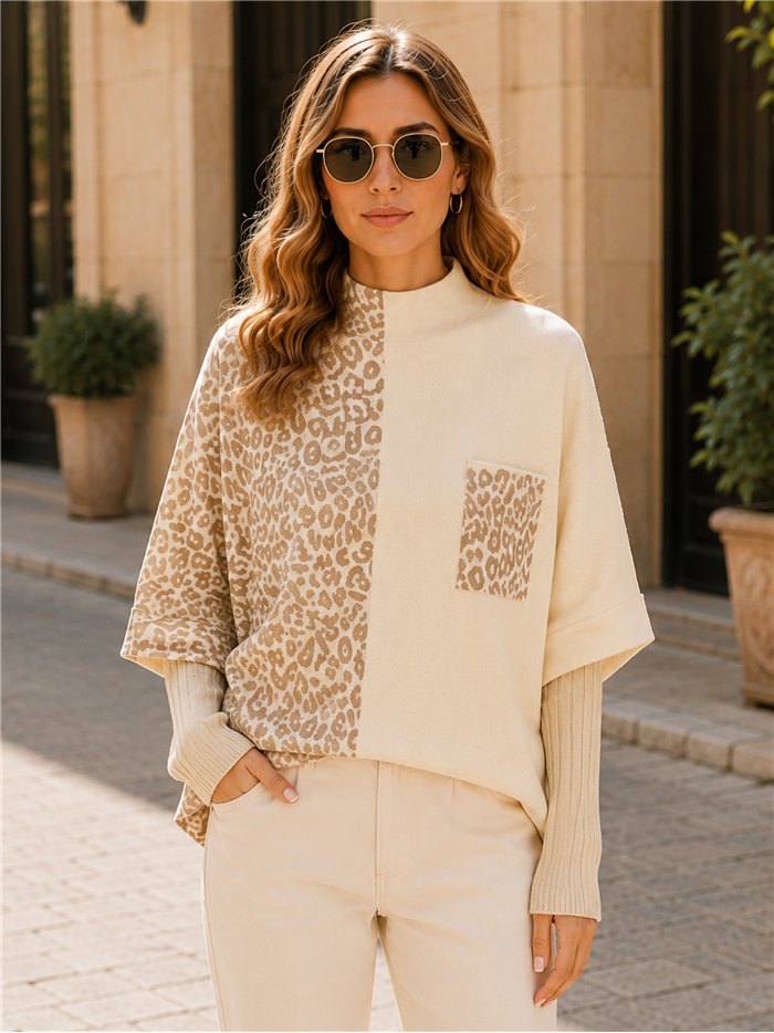 Jersey amplio combinado animal print