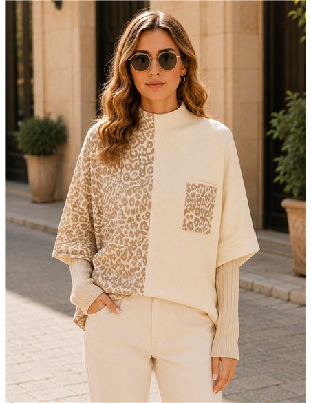 Jersey amplio combinado animal print