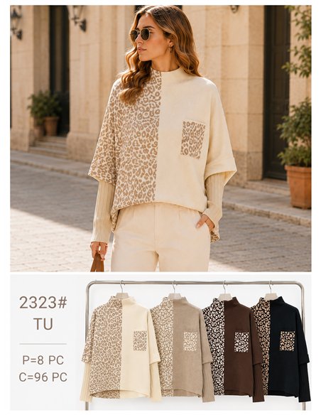 Jersey amplio combinado animal print