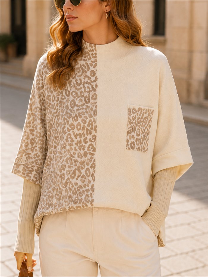 Jersey amplio combinado animal print