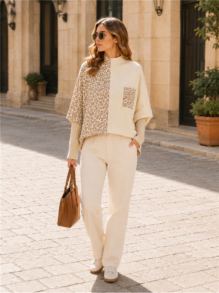 Jersey amplio combinado animal print