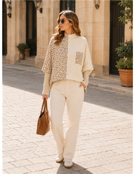 Jersey amplio combinado animal print