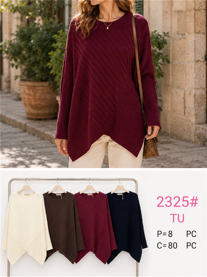 Asymmetrisch geripptes Oversize-Trikot
