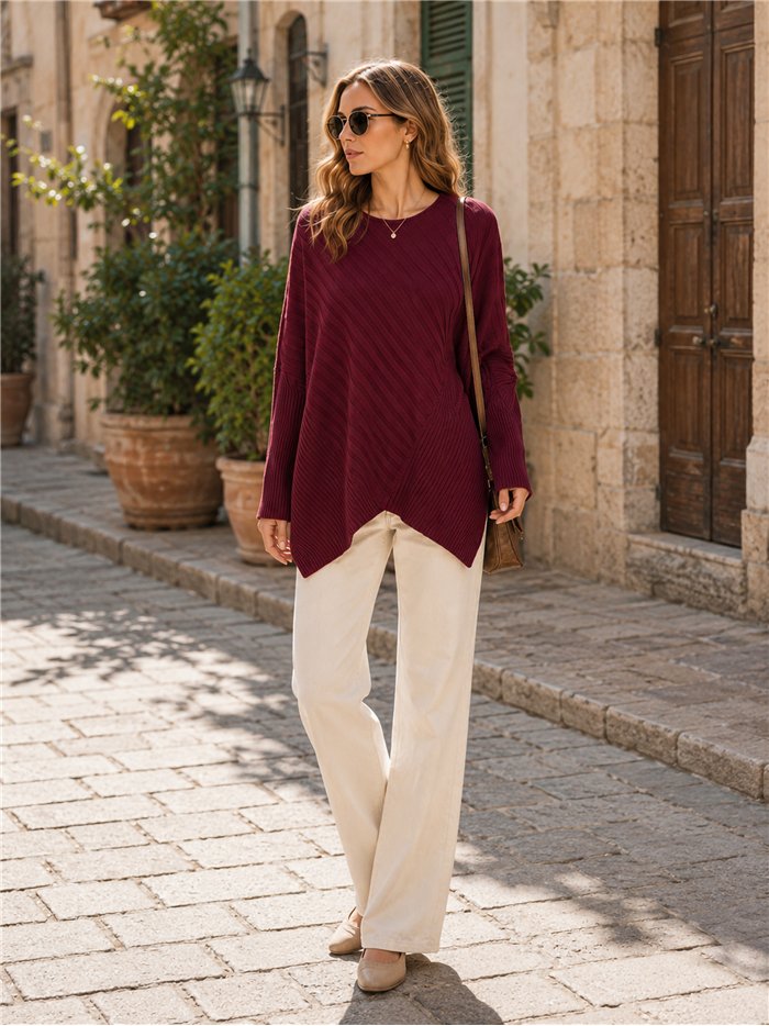 Asymmetrisch geripptes Oversize-Trikot