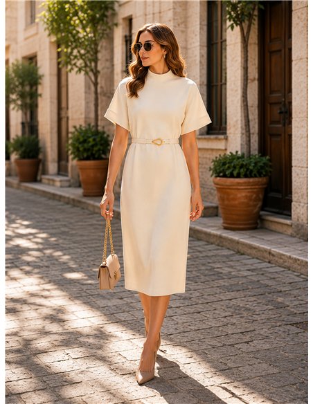 Vestido de malha com cinto fino