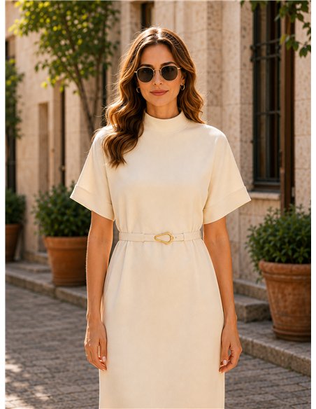 Vestido de malha com cinto fino