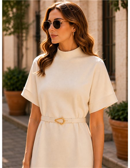 Vestido de malha com cinto fino