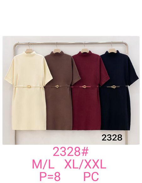 Vestido de malha com cinto fino