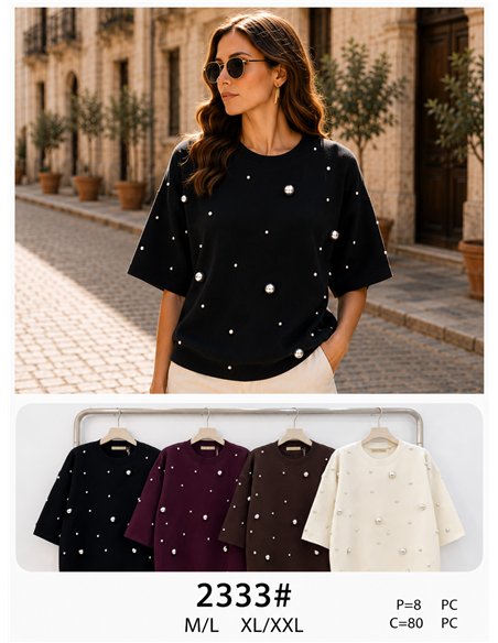 Jersey amplio tachas manga corta