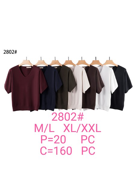 Pull à manches courtes et col en V