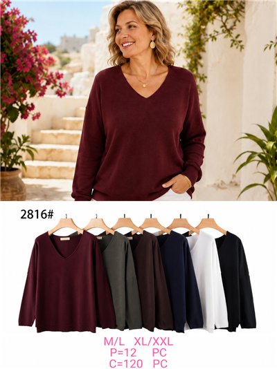 Jersey amplio básico cuello pico 2