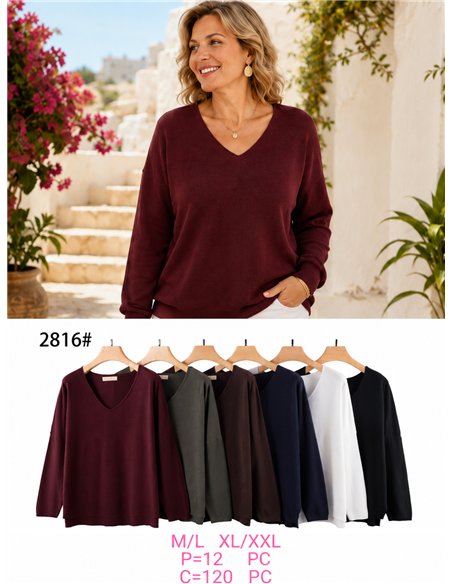 Jersey amplio básico cuello pico