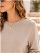 Jersey cuello redondo con tachas en hombros