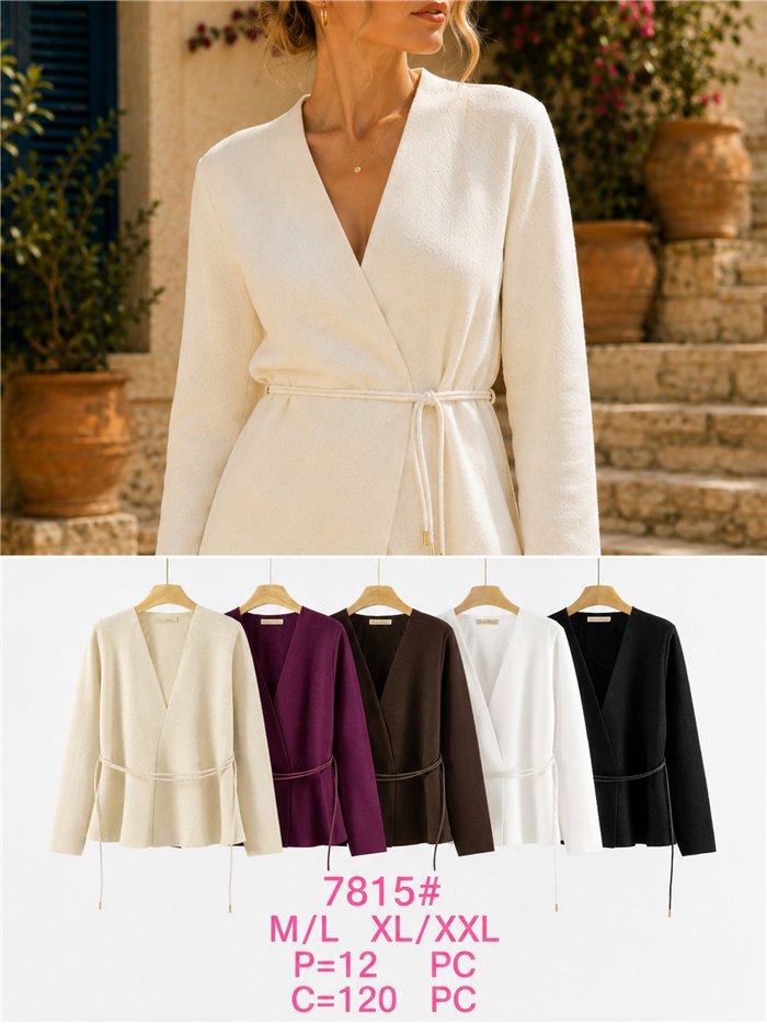 Cardigan avvolgente con cintura