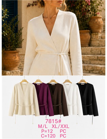 Cardigan avvolgente con cintura