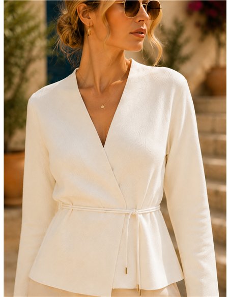 Cardigan avvolgente con cintura