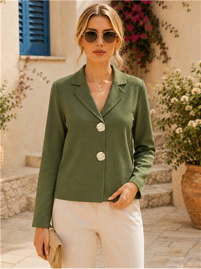 Blazer de malha com botões de efeito martelado