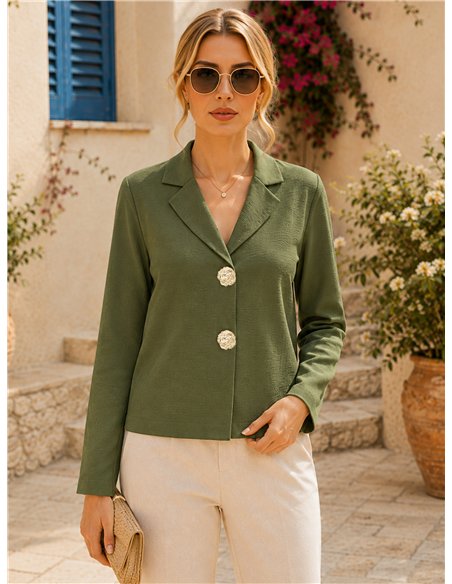 Blazer de malha com botões de efeito martelado