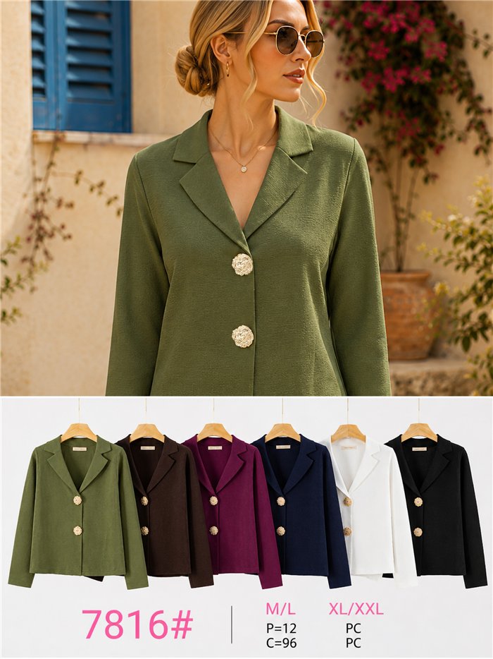 Blazer de malha com botões de efeito martelado