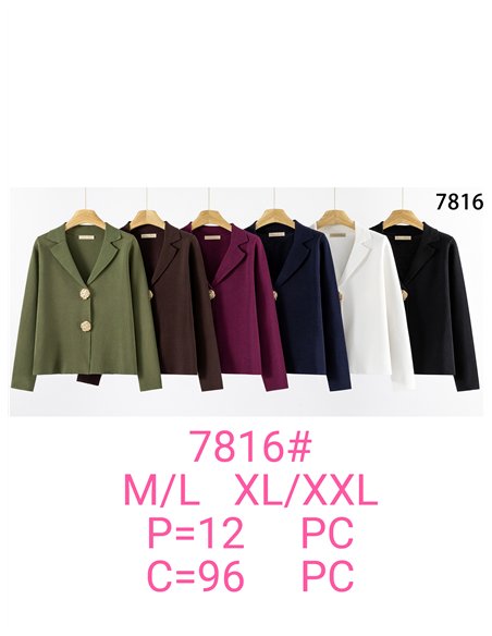 Blazer de malha com botões de efeito martelado
