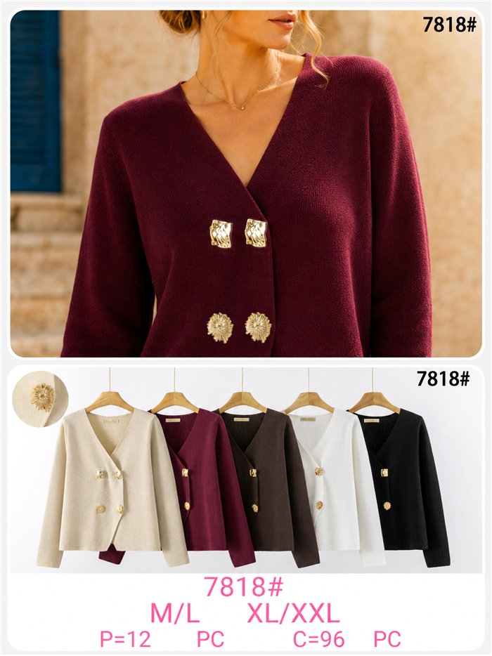 Cardigan croisé à boutons bijoux