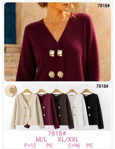 Cardigan croisé à boutons bijoux