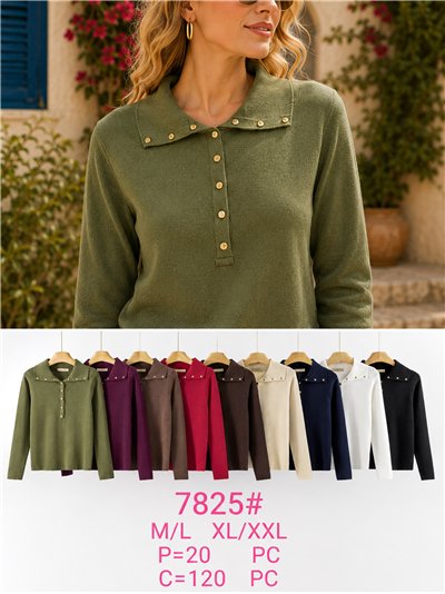 Jersey cuello polo con botones dorados 2