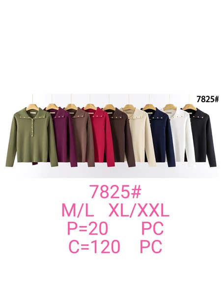Jersey cuello polo con botones dorados