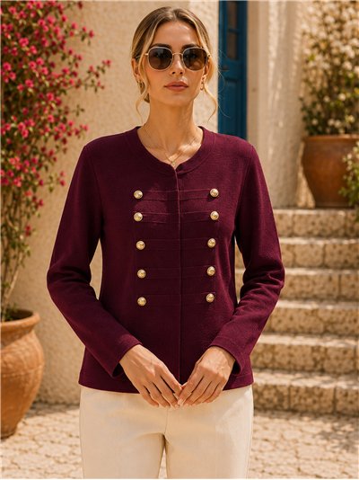 Chaqueta militar de punto con botones dorados