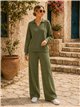 Conjunto de suéter de gola alta liso e calça pantalona