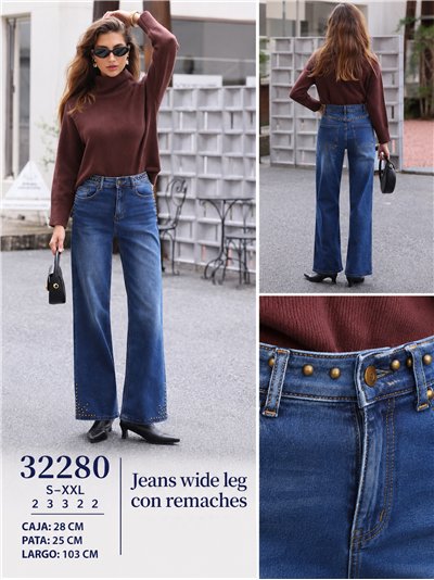 Jeans wide leg tachuelas 2