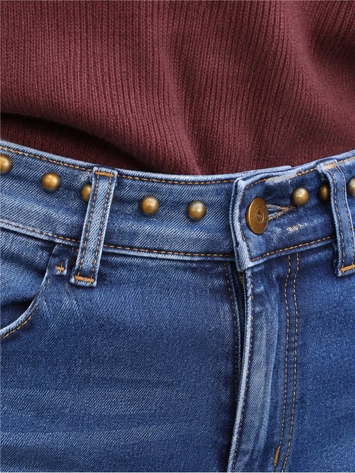 Jeans wide leg tachuelas