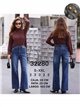 Jeans wide leg tachuelas
