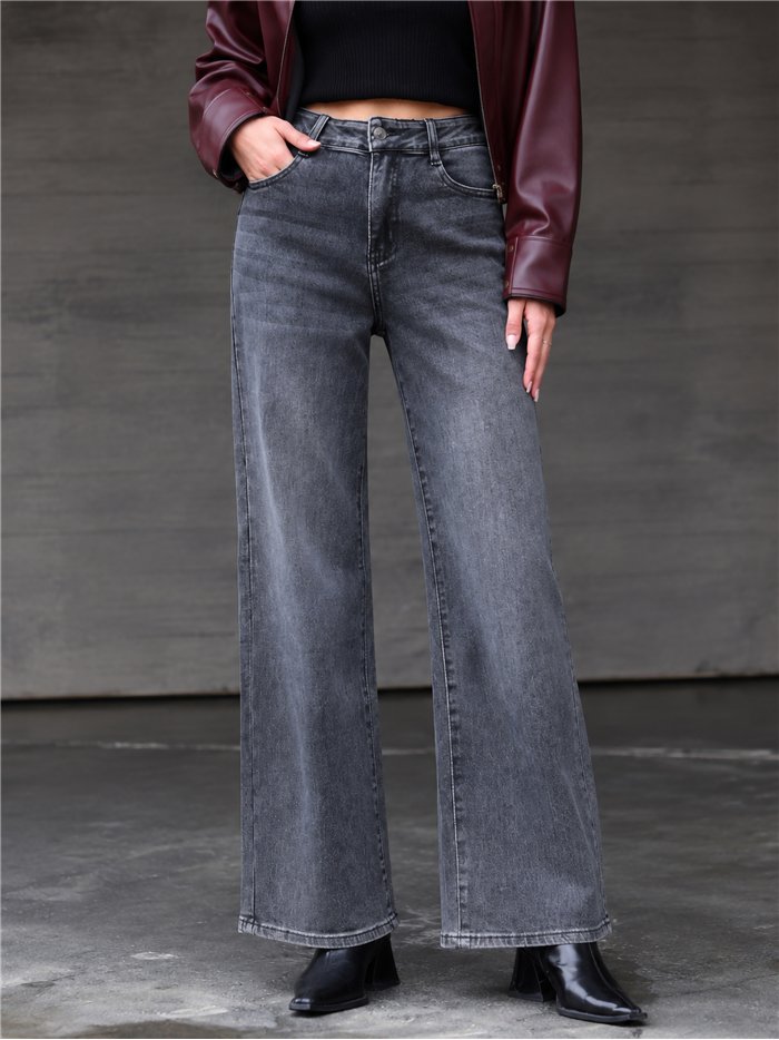 Jeans wide leg gris lavado