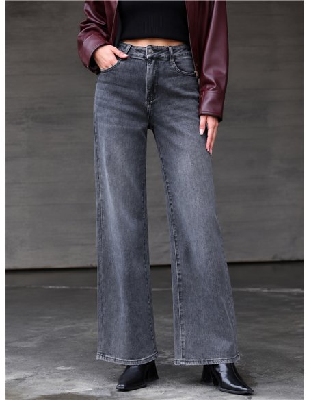 Jeans wide leg gris lavado